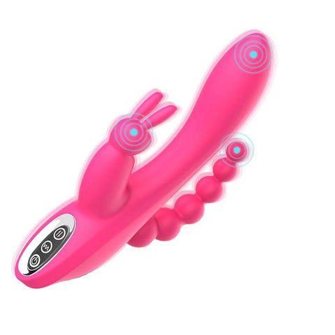 AIXIASIA Rabbit Vibrator Dildo Clitoris G Spot Anal Massager - Pink