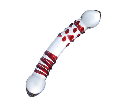 Threaded 20cm Crystal Glass Dildo Anal Plug - Red