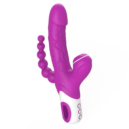 AIXIASIA Triple Stimulation Clitoris Suction GSpot & Anal Rabbit Vibrator Dildo