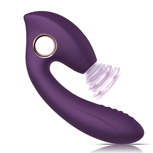 HC Alyssa 2 in 1 Clitoral Suction & G-Spot Vibrator Dildo - Purple