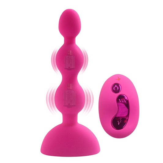 Aphrodisia Remote Control Dual Motor Vibrating Anal Plug - Rose