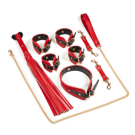 RY BDSM Luxury Fetish Restraint Bondage Kit 5 Pcs - Red