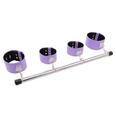 BDSM Spreader Bar Handcuffs & Ankle Cuffs Restraint Bondage Kit - Purple BDSM Spreader Bar Handcuffs & Ankle Cuffs Restraint Bondage Kit - Purple