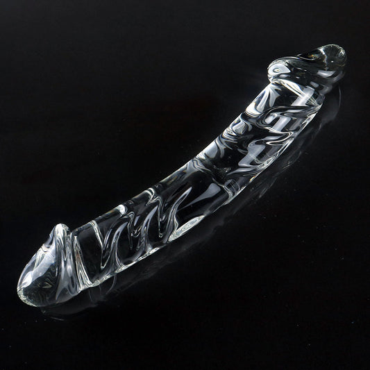XL Crystal Glass Double Ended Realistic Dildo / Anal Plug - 23cm