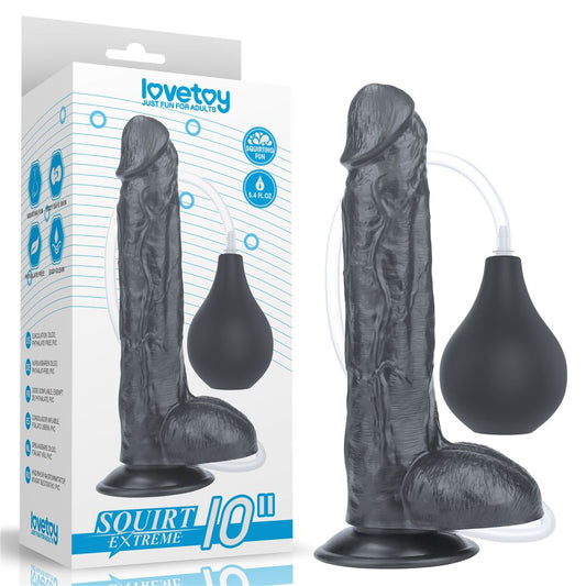 LOVETOY 10'' Squirt Extreme Giant Ejaculation Realistic Dildo - Black