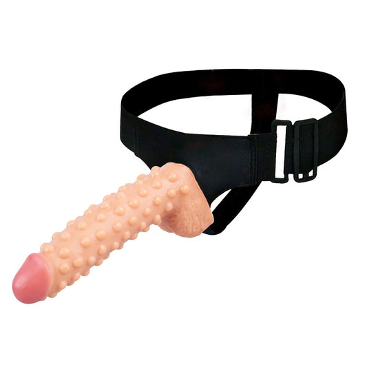 MD 9.05" Beaded Strap On Dildo Harness Kit  - Flesh