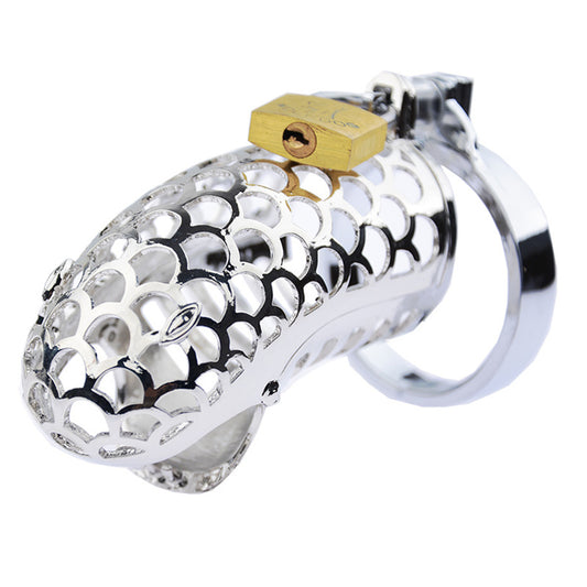 LHD Snake Design Metal Male Chastity Penis Cage / 3 Ring Size