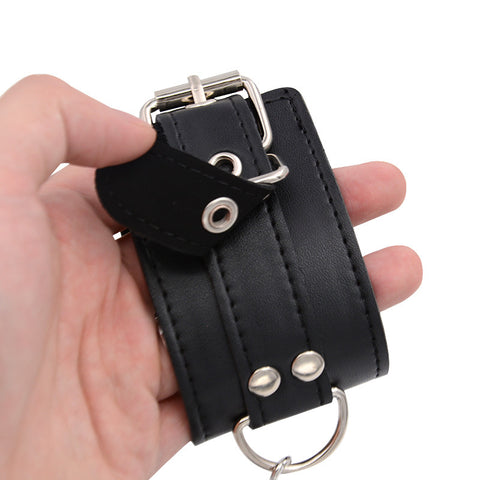BDSM Collar Handcuffs Back Fetish Bondage Restraint Strap - Black BDSM Collar Handcuffs Back Fetish Bondage Restraint Strap - Black