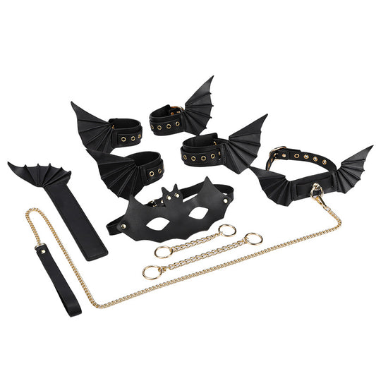 BDSM Evil Cosplay Fetish Restraint Bondage Kit 6 Pcs - Black