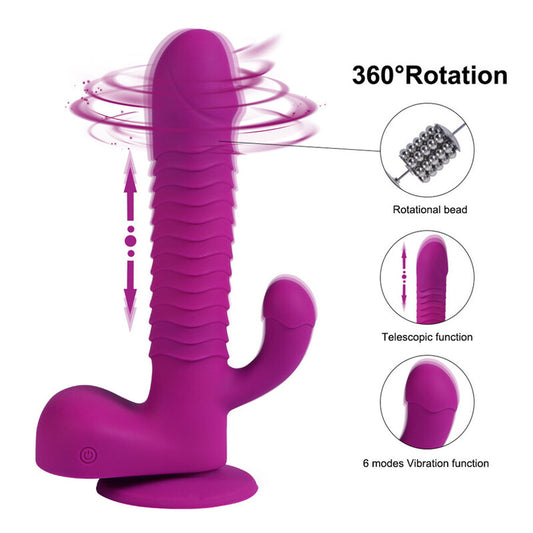 MD Angel Remote Control Rabbit Vibrator Dildo - Thrusting, Rotation & Vibration