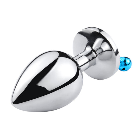 RY Round Shape Crystal Jewelled Stainless Steel Anal Plug with Bell & Leash - Sky S/M/L RY Round Shape Crystal Jewelled Stainless Steel Anal Plug with Bell & Leash - Sky S/M/L