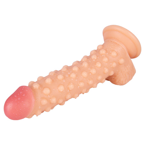 MD 9.05" Beaded Strap On Dildo Harness Kit  - Flesh MD 9.05" Beaded Strap On Dildo Harness Kit  - Flesh