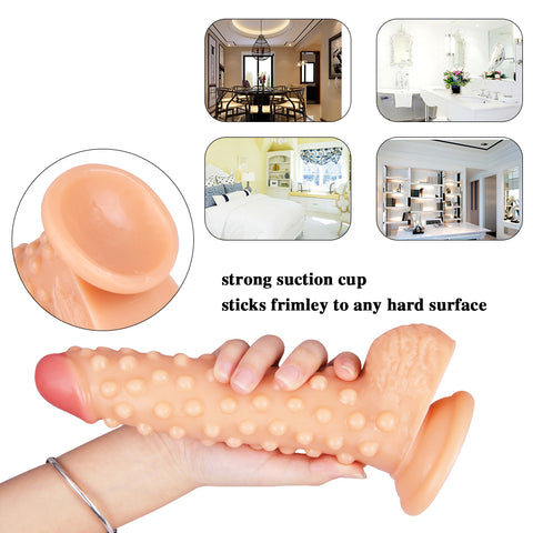 MD 9.05" Beaded Strap On Dildo Harness Kit  - Flesh MD 9.05" Beaded Strap On Dildo Harness Kit  - Flesh