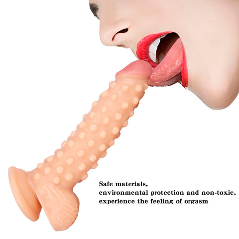 MD 9.05" Beaded Strap On Dildo Harness Kit  - Flesh MD 9.05" Beaded Strap On Dildo Harness Kit  - Flesh