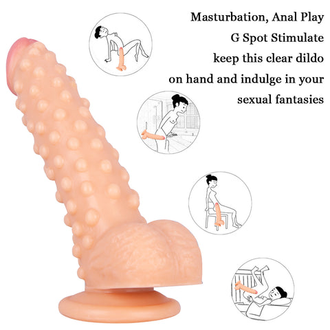 MD 9.05" Beaded Strap On Dildo Harness Kit  - Flesh MD 9.05" Beaded Strap On Dildo Harness Kit  - Flesh