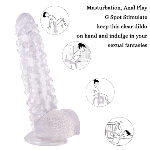 MD 9.05" Beaded Strap On Dildo Harness Kit  - Clear MD 9.05" Beaded Strap On Dildo Harness Kit  - Clear