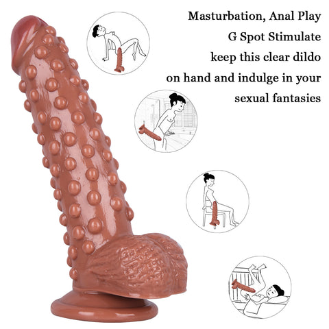 MD 9.05" Beaded Strap On Dildo Harness Kit  - Brown MD 9.05" Beaded Strap On Dildo Harness Kit  - Brown