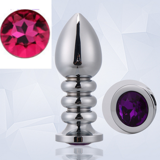 RY Large Jewelled Stainless Steel Anal Plug - Threaded Crystal Edition