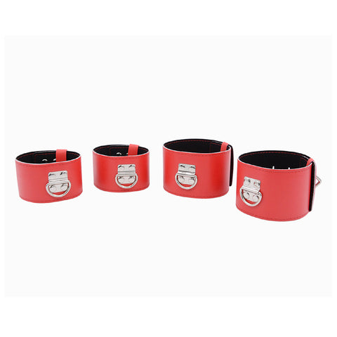 BDSM Spreader Bar Handcuffs & Ankle Cuffs Restraint Bondage Kit - Red BDSM Spreader Bar Handcuffs & Ankle Cuffs Restraint Bondage Kit - Red