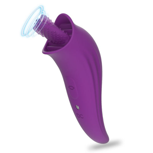 HC 8-Modes Clitoral & Nipple Licking Vibrator - Purple Multi-Function Sex Toy