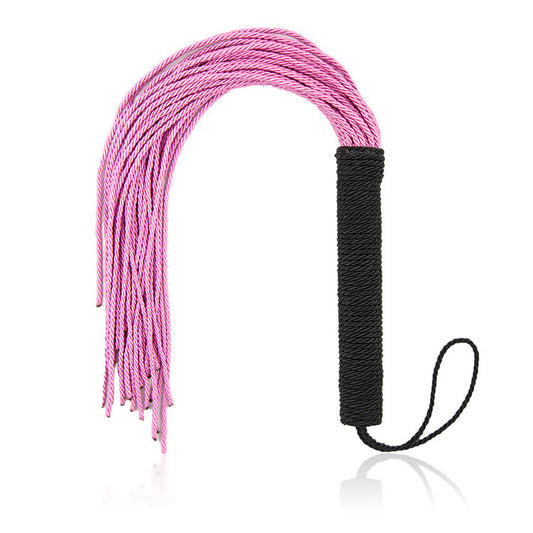 50cm Faux Leather Tassels Bondage Flogger - Black/Pink