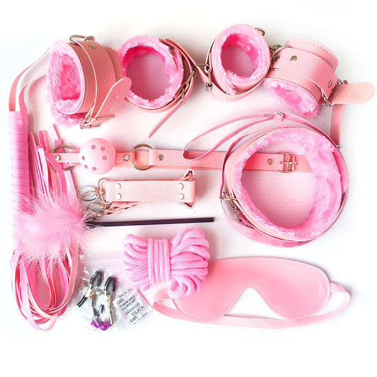 BDSM 10 pcs Bondage Kit / Fetish Restraint Set - Pink