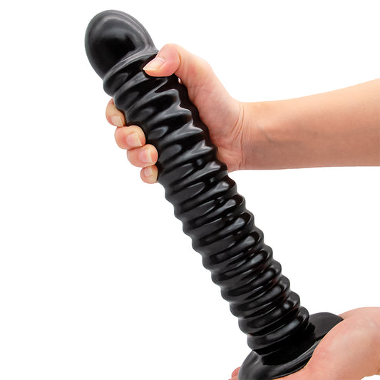 DY 12.6" Super Giant Ribbed Anal Plug Dildo - Black
