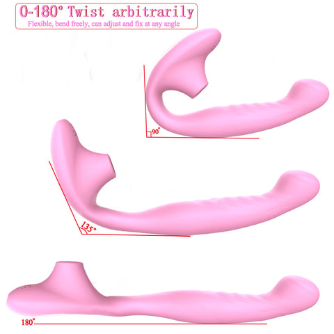 JRL 2 in 1 Bendable Suction Vibrator G-Spot Clitoral Stimulator - Pink