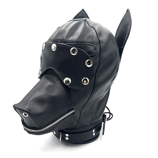 BDSM Puppy Pup Play Hood Leather Head Dog Mask Bondage