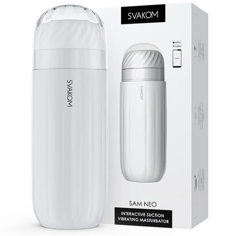 SVAKOM Sam Neo APP Remote Control Interactive Suction Vibrating Male Masturbator - White SVAKOM Sam Neo APP Remote Control Interactive Suction Vibrating Male Masturbator - White