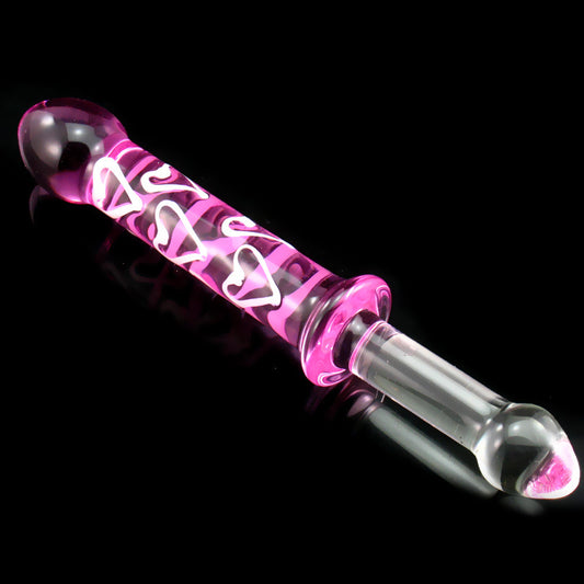 Sweet Heart 21cm Crystal Glass Butt Plug / Anal Beads / Thruster Dildo with Handle
