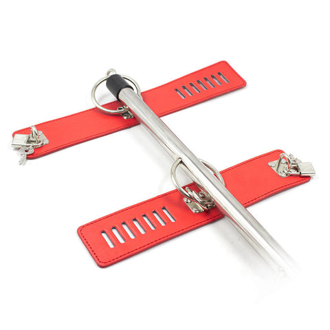 Red Ankle & Wrist Spreader Bar Bondage Restraint - Leg & Handcuffs Set Red Ankle & Wrist Spreader Bar Bondage Restraint - Leg & Handcuffs Set