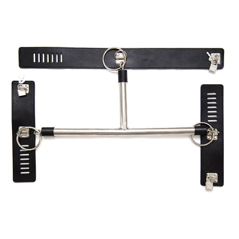 BDSM Spreader Bar Restraint Set - Neck T-Collar with Wrist & Handcuffs BDSM Spreader Bar Restraint Set - Neck T-Collar with Wrist & Handcuffs