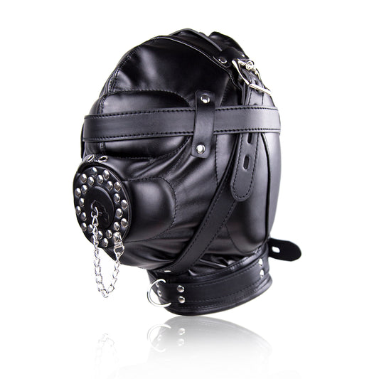 GN Bondage Gimp Hood Blindfold Mouth Cover Gag Ball Fetish Sensory Deprivation Mask