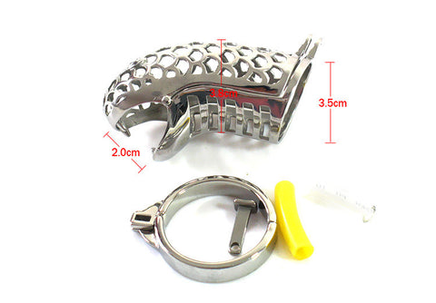 LHD Snake Design Metal Male Chastity Penis Cage / 3 Ring Size