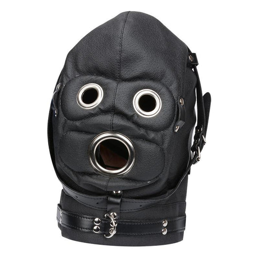 BDSM Faux Leather Slave Bondage Hood Mouth Gag Blindfold Restraints Kits