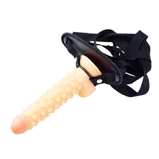 MD 9.4'' Beaded Strap-On Dildo Harness Kit - Flesh Tone
