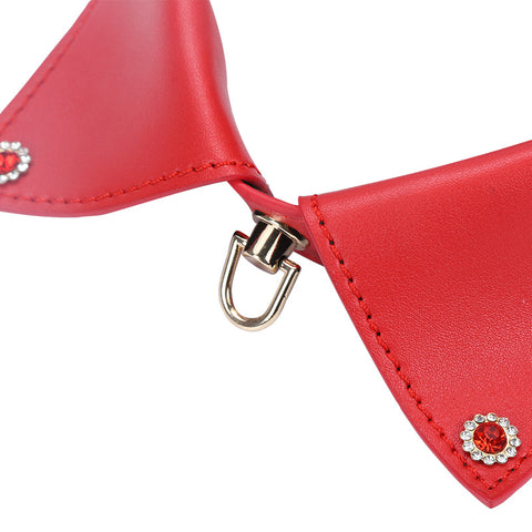 BDSM Premium Faux Leather Bondage Collar & Leash - Red