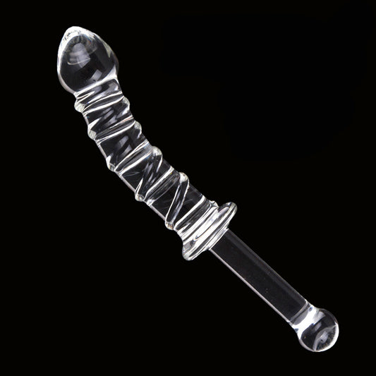 Threaded 23cm Crystal Glass Dildo / Butt Plug / Anal Beads Thruster 5 Colors