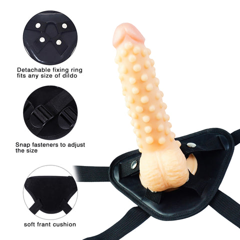 MD 9.4'' Beaded Strap-On Dildo Harness Kit - Flesh Tone MD 9.4'' Beaded Strap-On Dildo Harness Kit - Flesh Tone