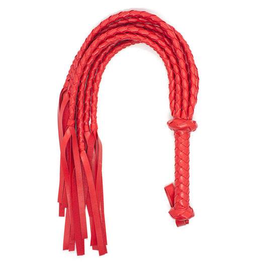 62cm Faux Leather Bondage Braided Tassel Flogger - Red