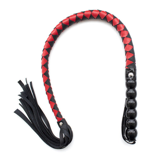 80cm Faux Leather Bondage Slap Tassel Horsewhip - Black&Red