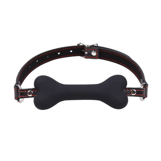 Silicone Bone Gag PU Leather Belt Bondage Fetish Tool