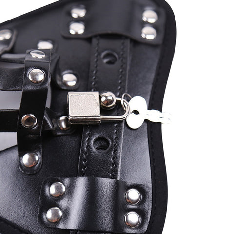 BDSM Faux Leather Male Chastity Belt Cock Cage G String Thong Bondage