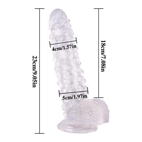 MD 9.05" Beaded Strap On Dildo Harness Kit  - Clear