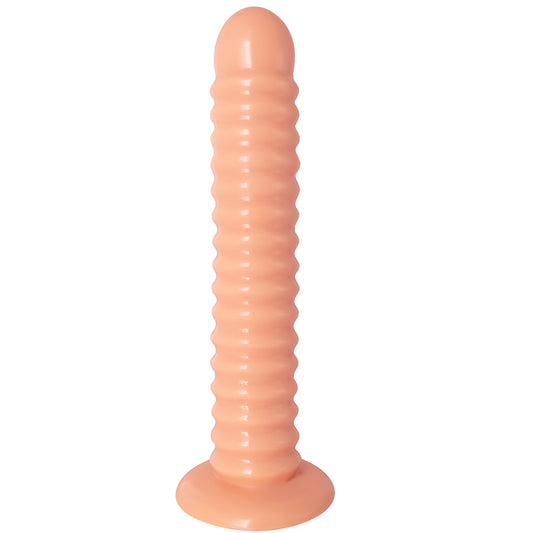 DY 12.6" Super Giant Ribbed Anal Plug Dildo - Flesh