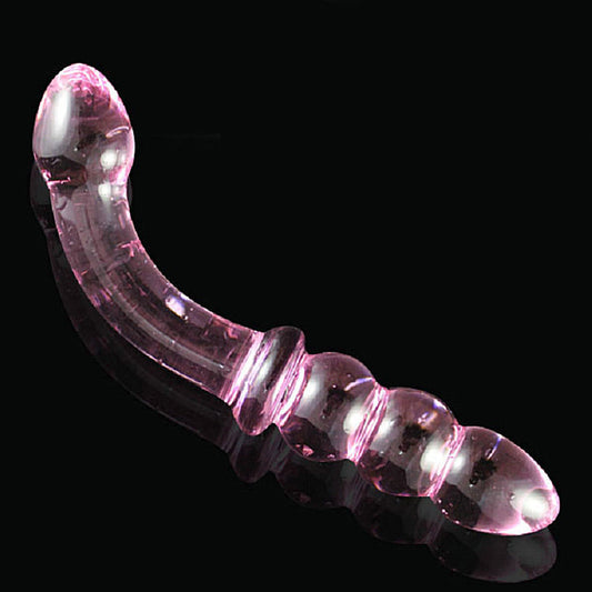 18cm Beaded Crystal Glass Butt Plug & Thruster Dildo