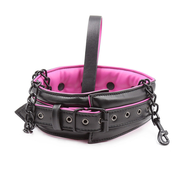 BDSM Faux Leather Bondage Restraint Set - Collar, Leash, and Handcuffs