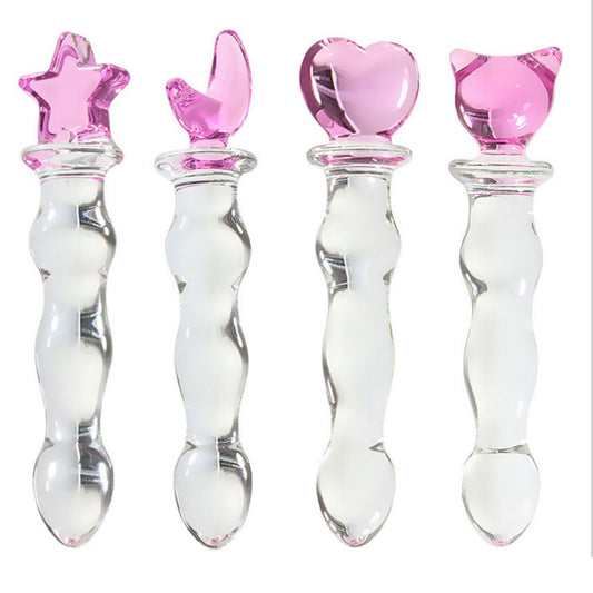 21cm Crystal Glass Butt Plug & Anal Beads Thruster - Dual-Use Pleasure Dildo