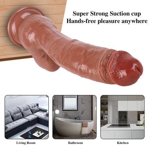 MD 10.23" XL Huge Realistic Dildo with Large Base - Brown
